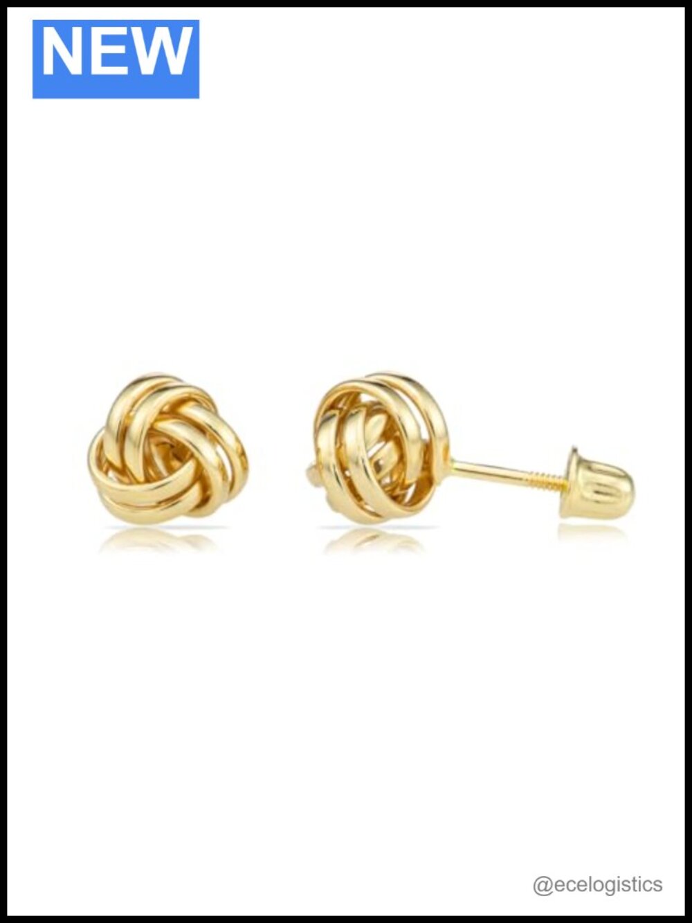 14k Gold Love Knot Stud Earrings Screw Back Post